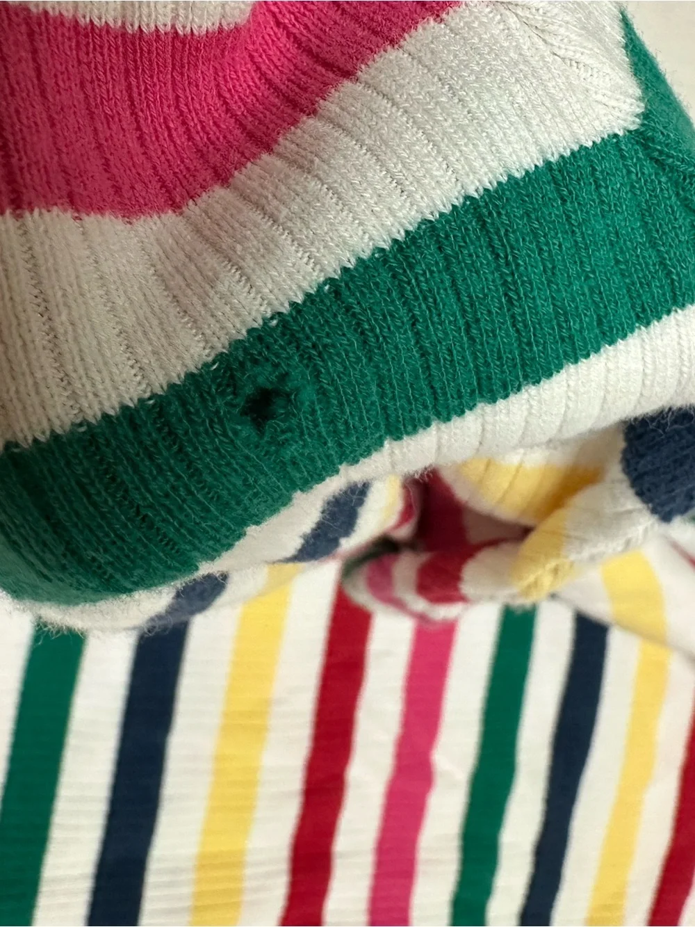 VTG 90s Gymboree Rainbow Stripe Ribbed Mock Neck Top Kids Size Large Flawed